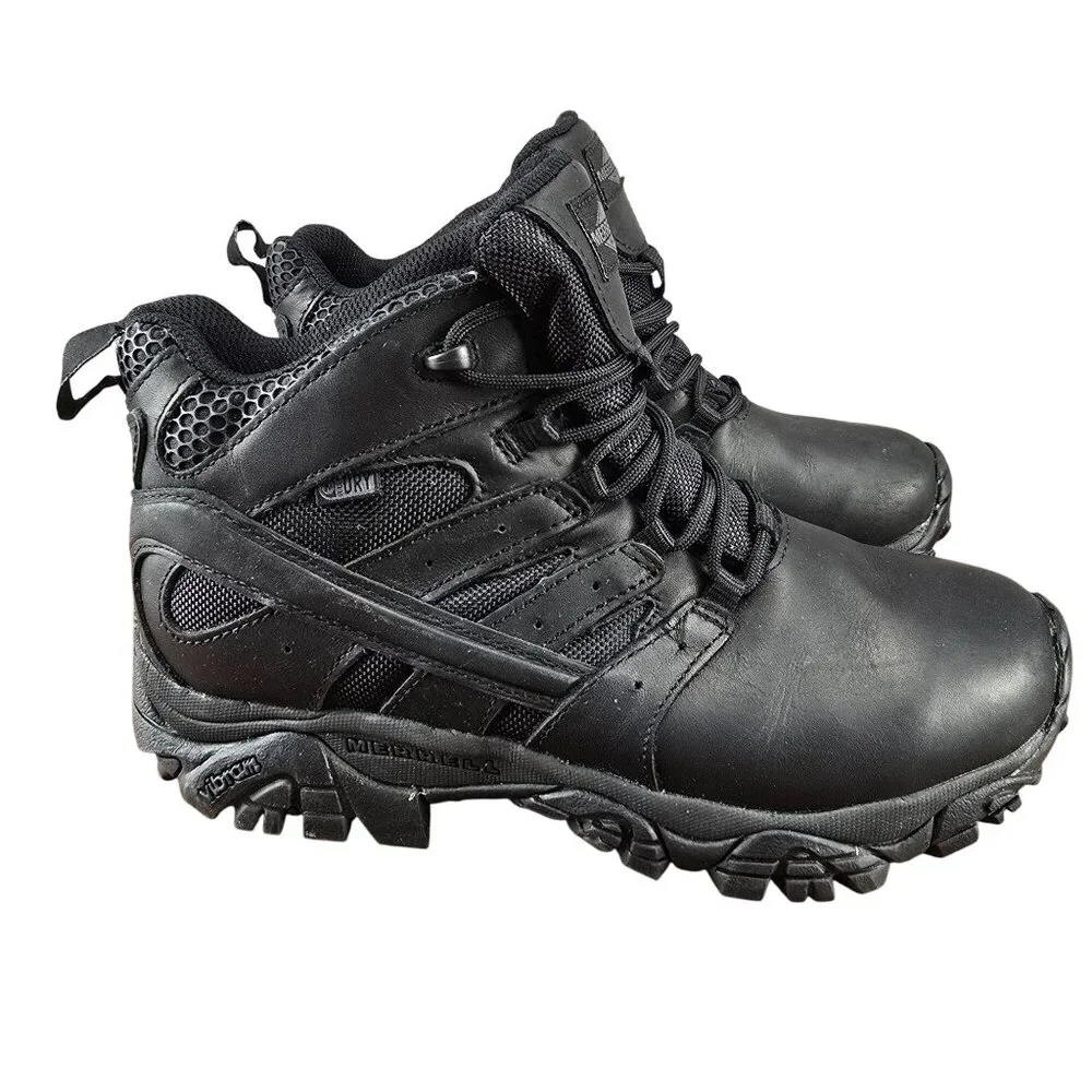 Merrell‎ Mens 7M Lace-Up Leather Hiking Boots Black